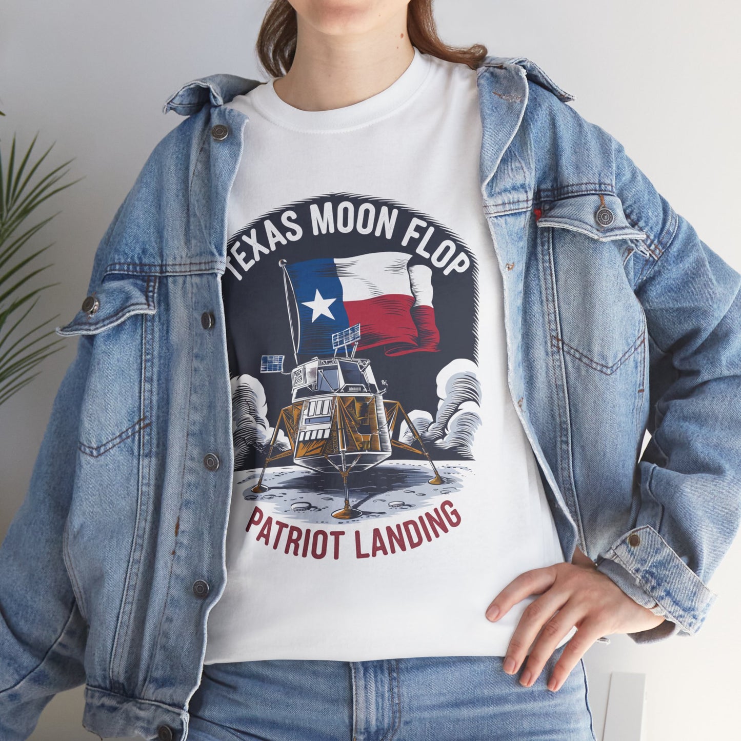 Texas Moon Flop Patriot Landing Cartoon Design