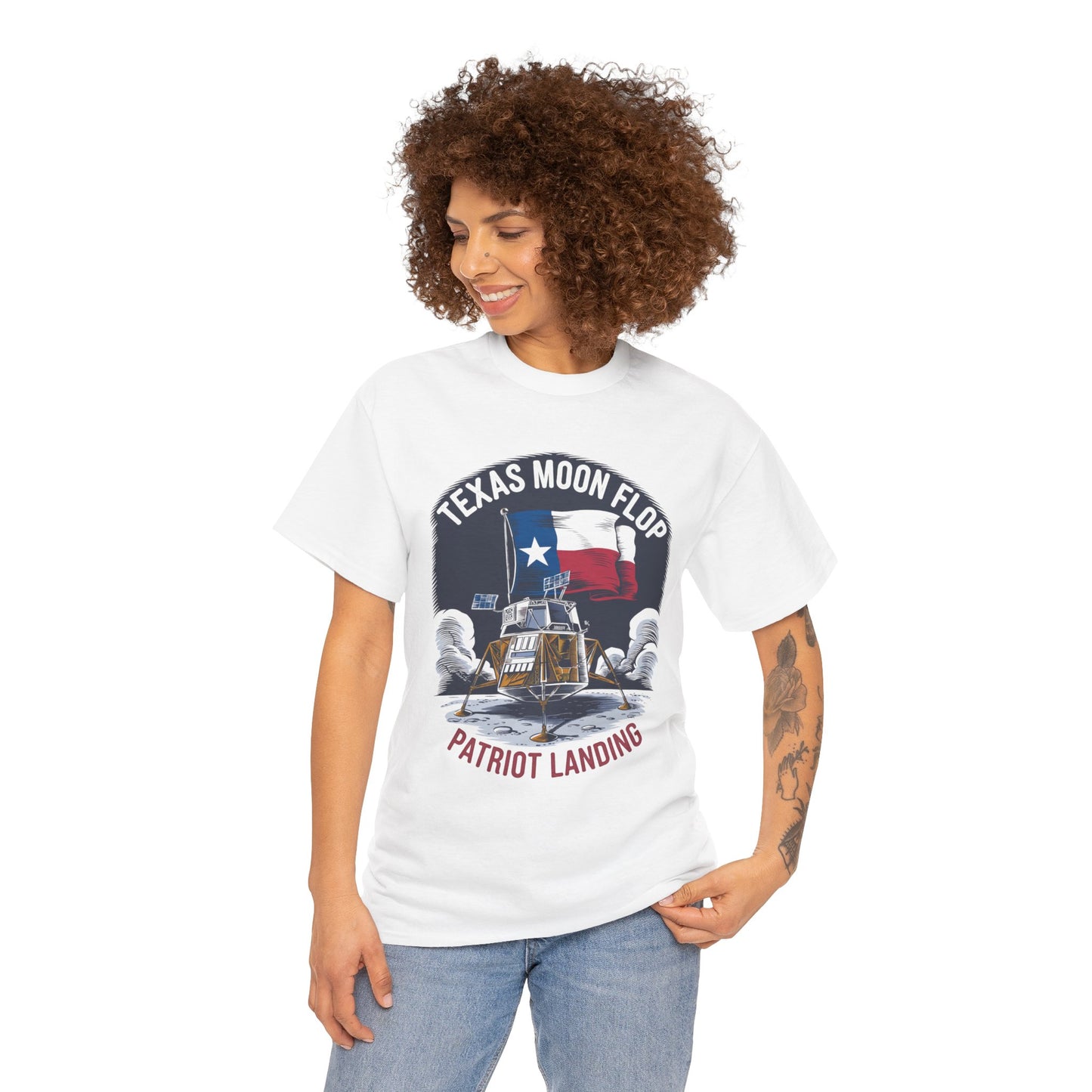 Texas Moon Flop Patriot Landing Cartoon Design