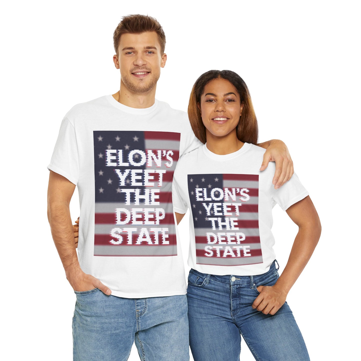 Meme Style Tee: Elon's Yeet the Deep State Glitch Font Shirt for Patriots and Lib Slayers