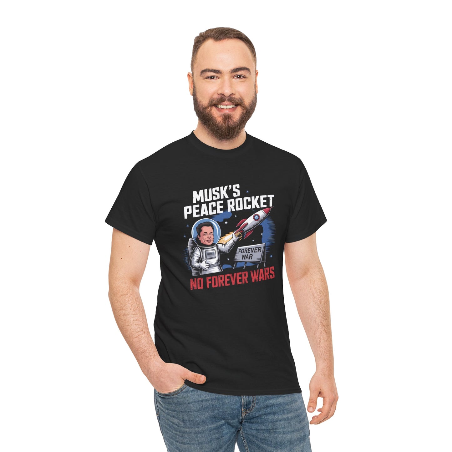 Peace Rocket T-Shirt - Musk's Anti-War Tee