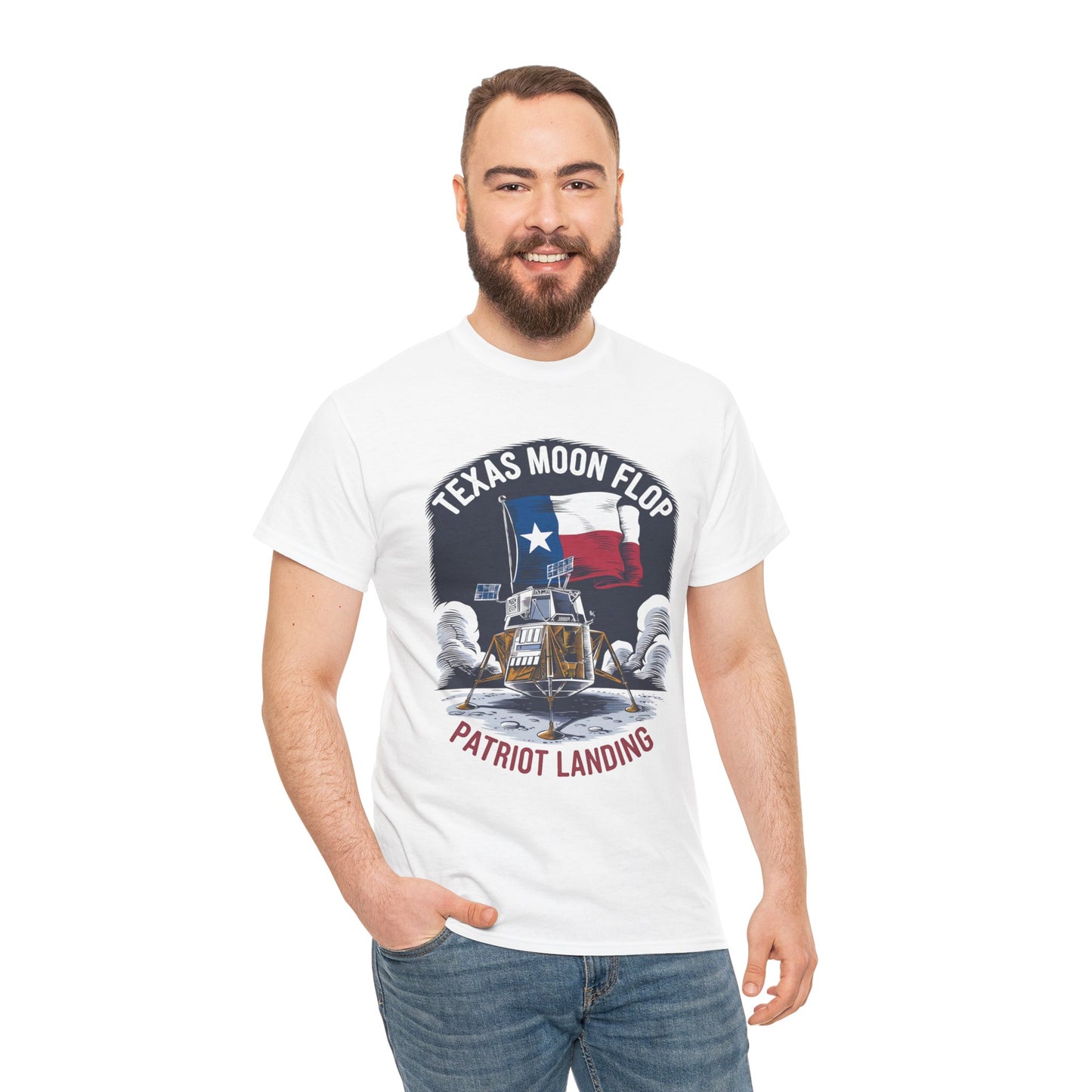 Texas Moon Flop Patriot Landing Cartoon Design