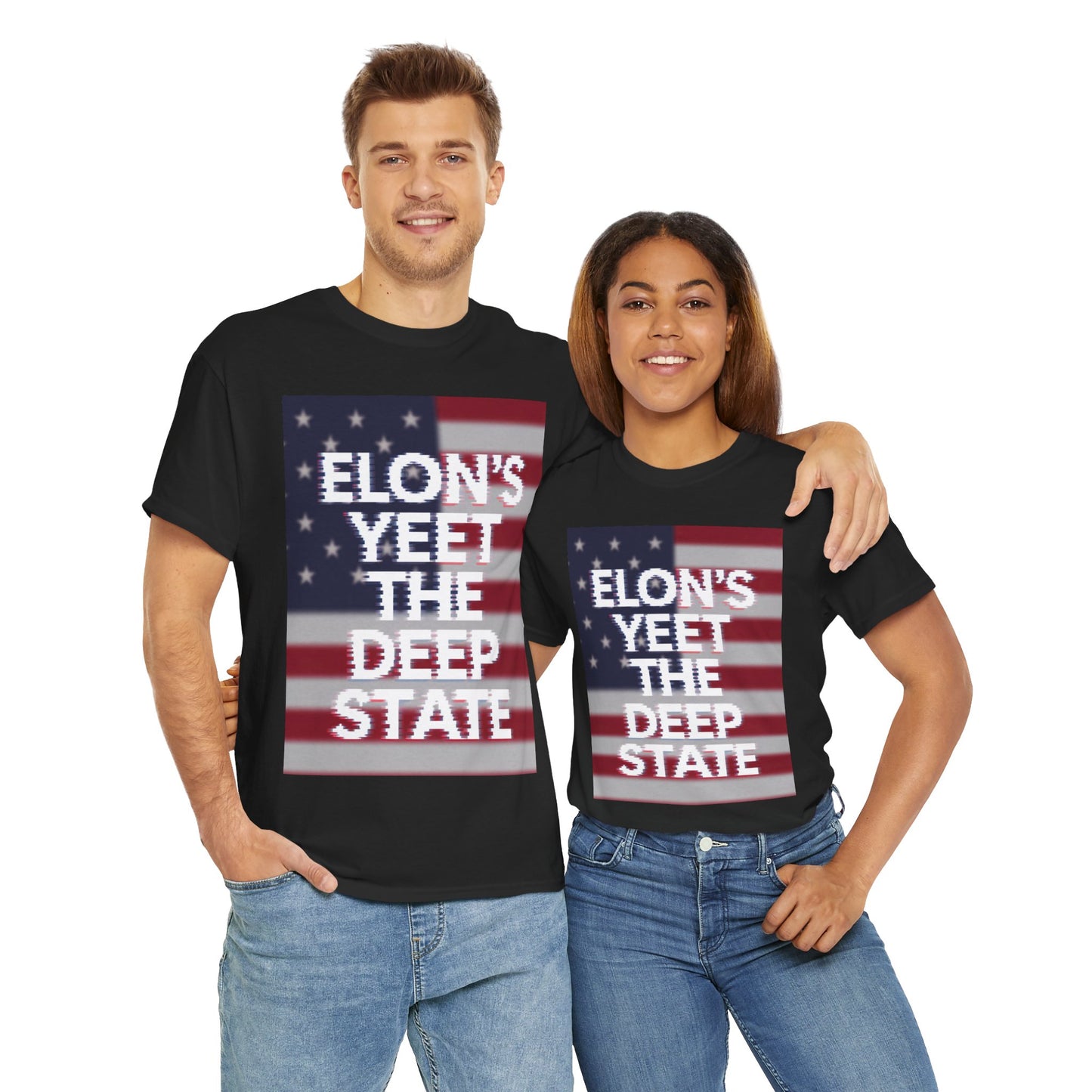 Meme Style Tee: Elon's Yeet the Deep State Glitch Font Shirt for Patriots and Lib Slayers