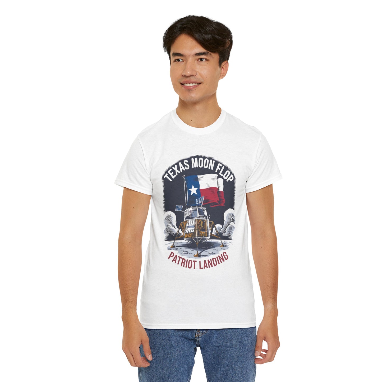 Texas Moon Flop Patriot Landing Cartoon Design