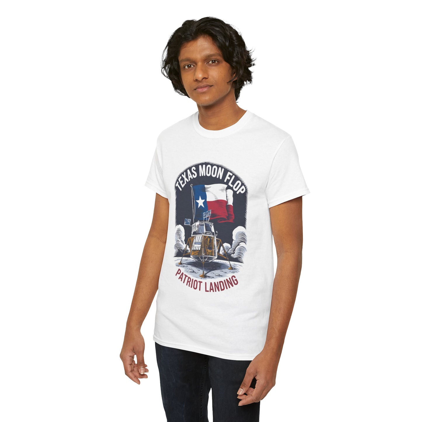 Texas Moon Flop Patriot Landing Cartoon Design