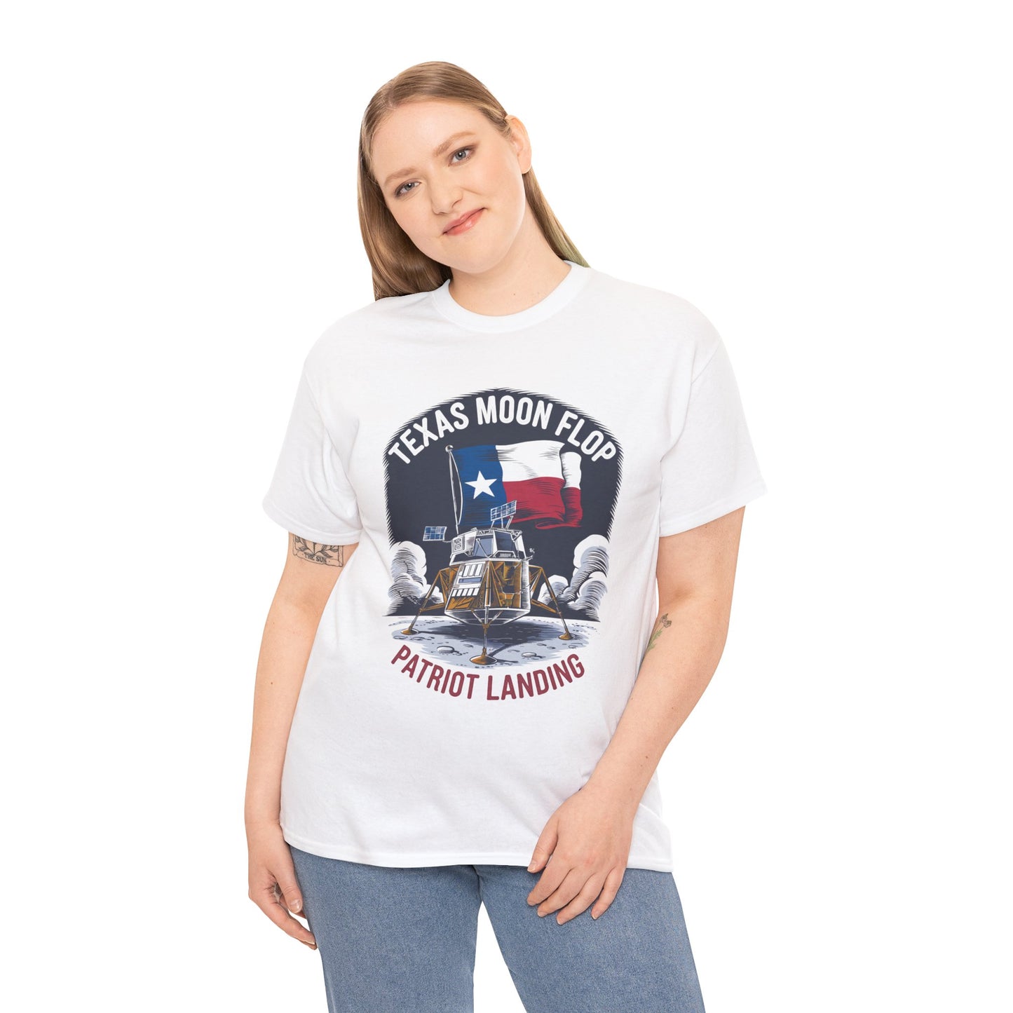 Texas Moon Flop Patriot Landing Cartoon Design