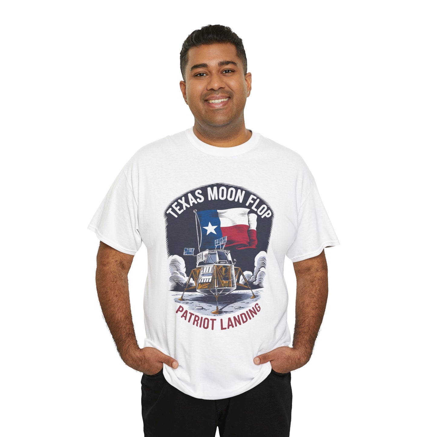 Texas Moon Flop Patriot Landing Cartoon Design