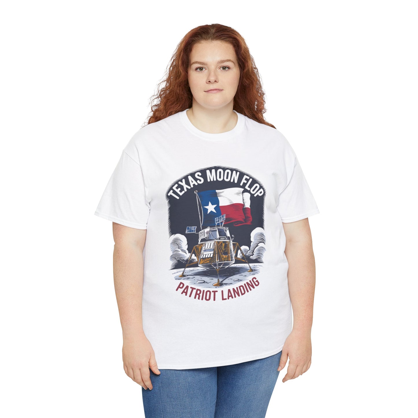 Texas Moon Flop Patriot Landing Cartoon Design