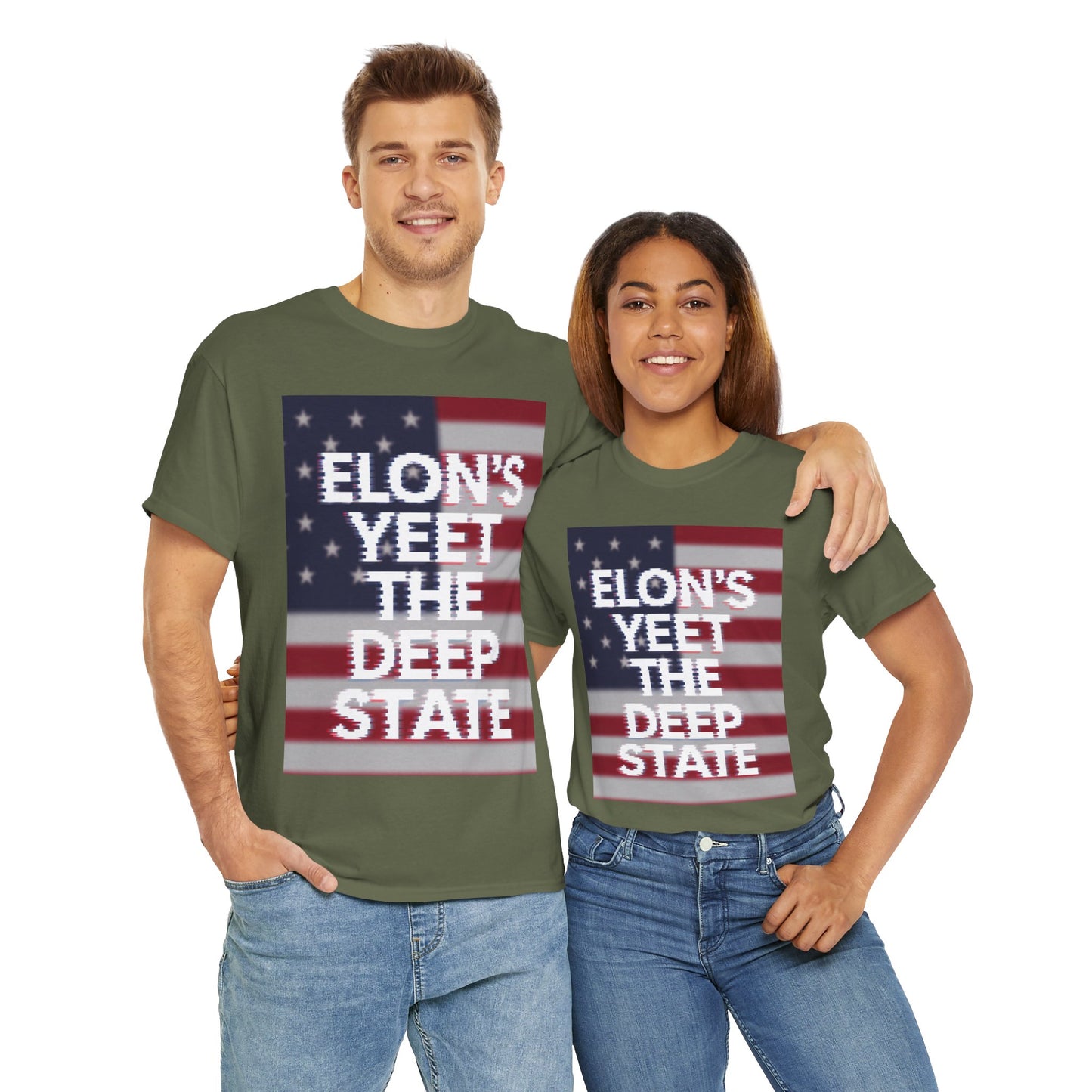 Meme Style Tee: Elon's Yeet the Deep State Glitch Font Shirt for Patriots and Lib Slayers