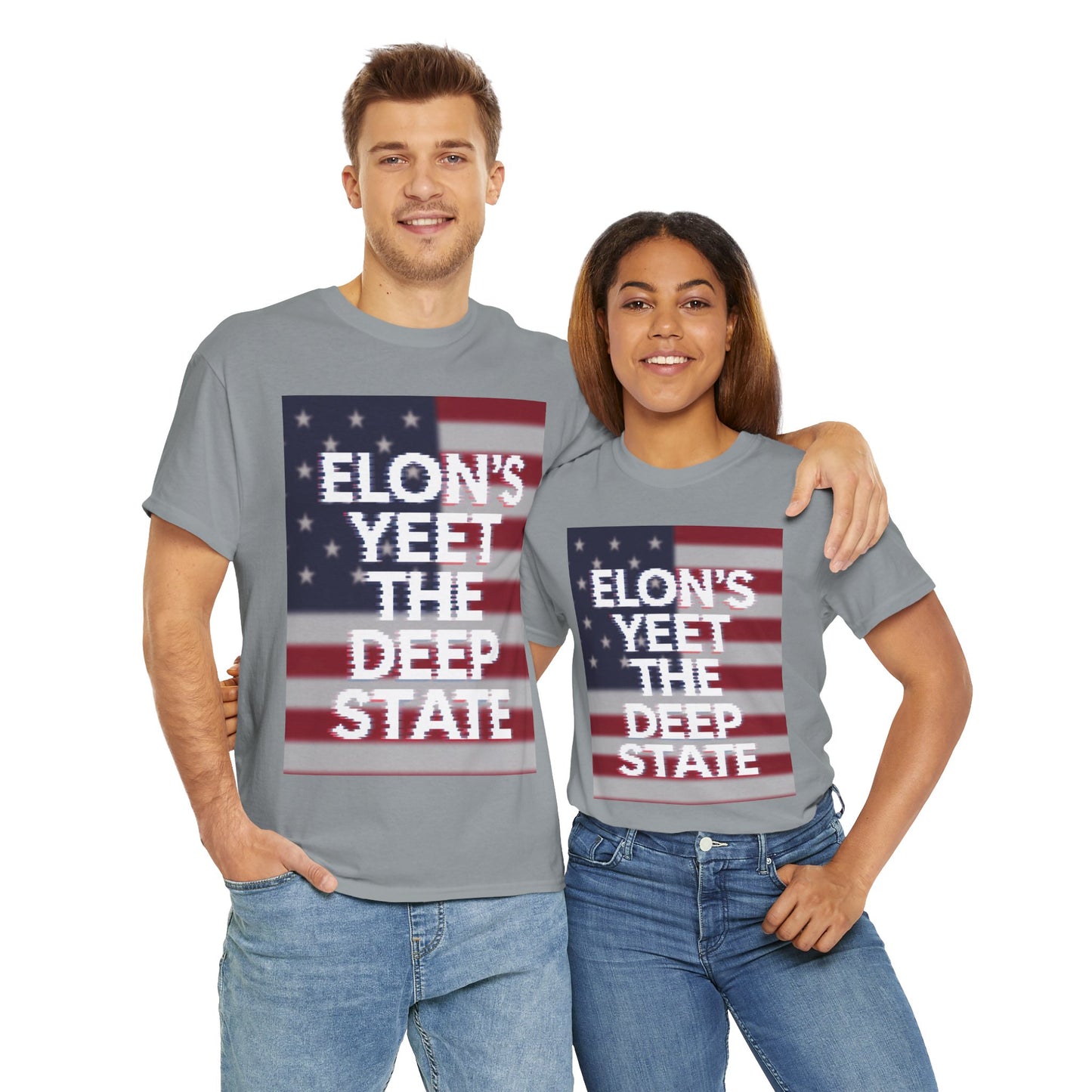 Meme Style Tee: Elon's Yeet the Deep State Glitch Font Shirt for Patriots and Lib Slayers